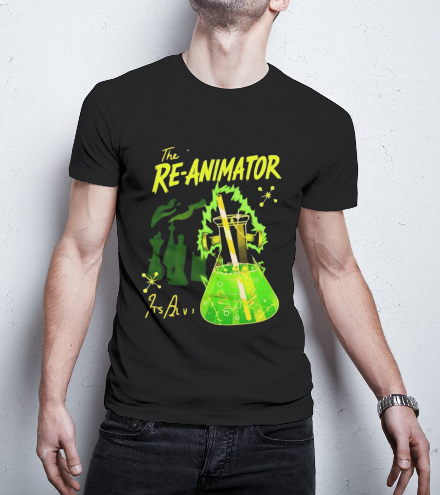 The Re Animator It's Alive Green Lab Flask Horror Film T-Shirt