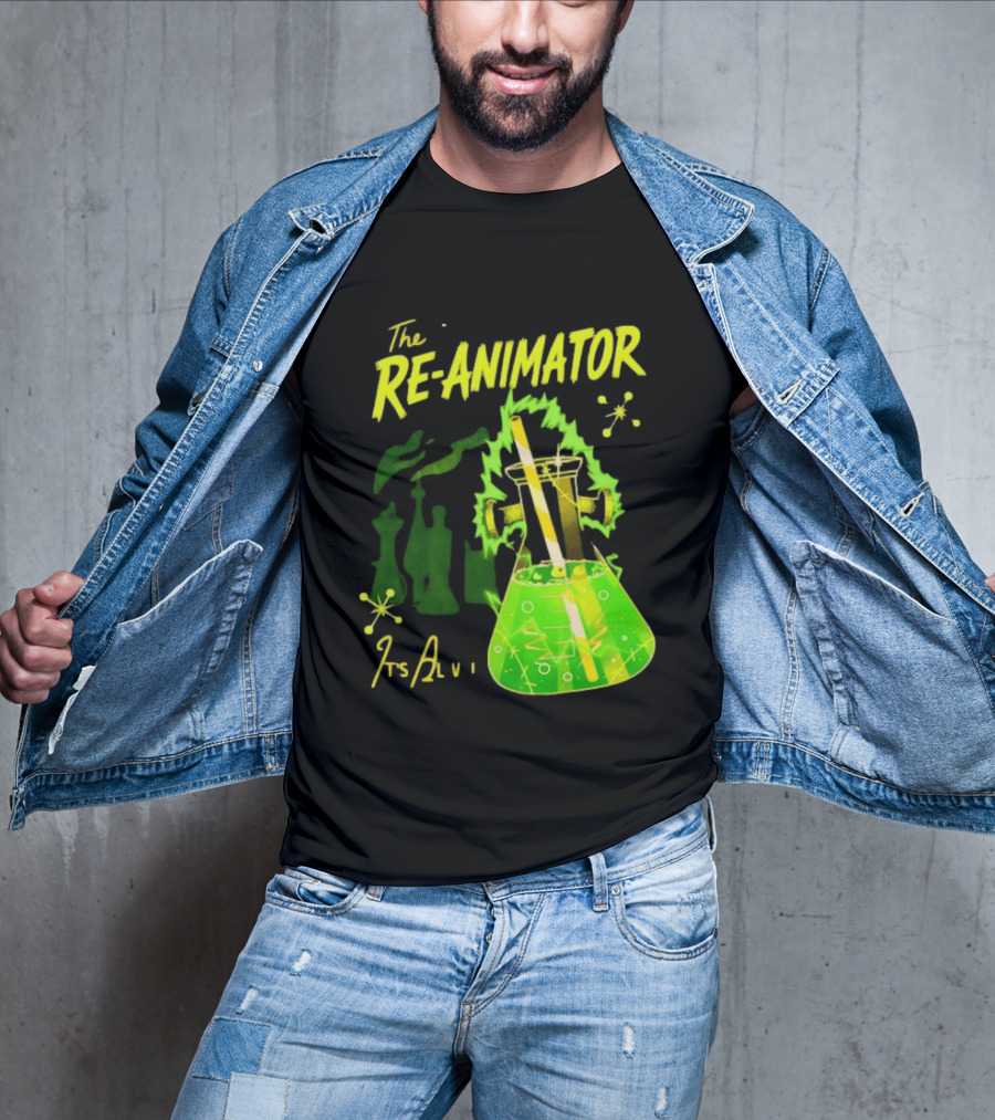 The Re Animator It's Alive Green Lab Flask Horror Film T-Shirt
