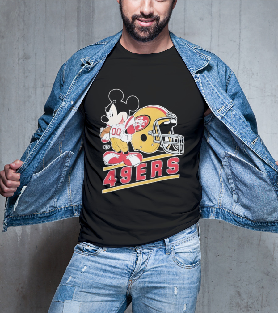 Mickey Mouse With San Francisco 49ers Helmet Football 49ers T-Shirt