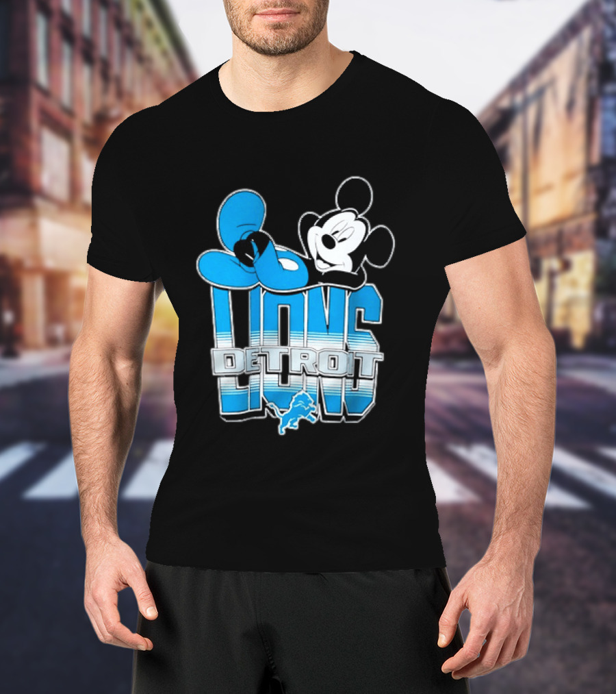 Mickey Mouse Relaxing Detroit Lions Disney Football T-Shirt