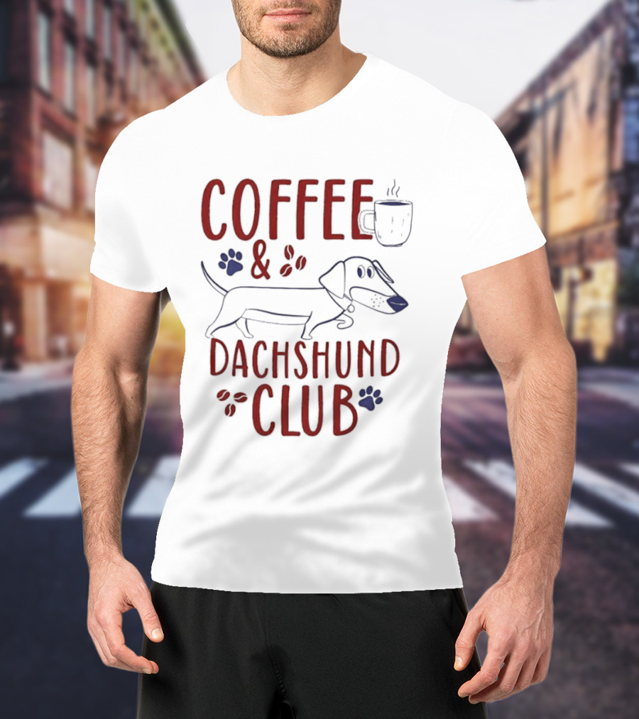 Coffee And Dachshund Club Paw Print Caffeine Espresso T-Shirt