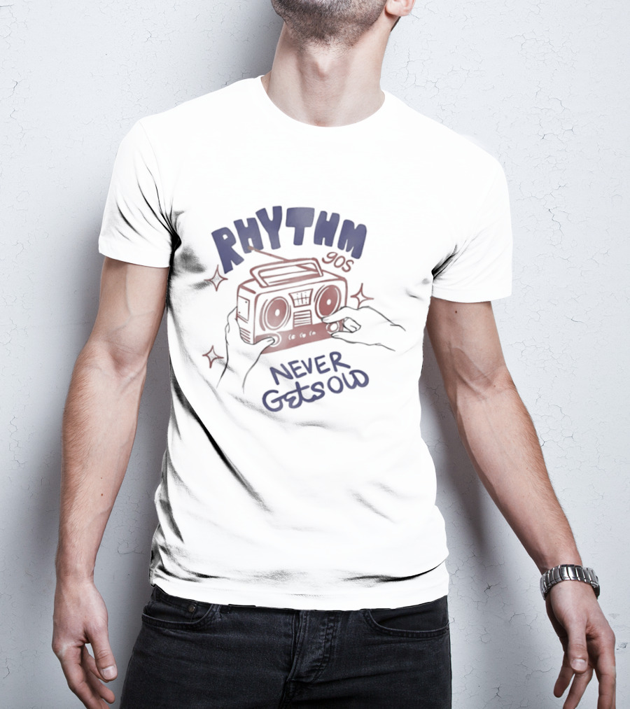 Rhythm 90s Boombox Never Gets Old Retro Music Vibes T-Shirt