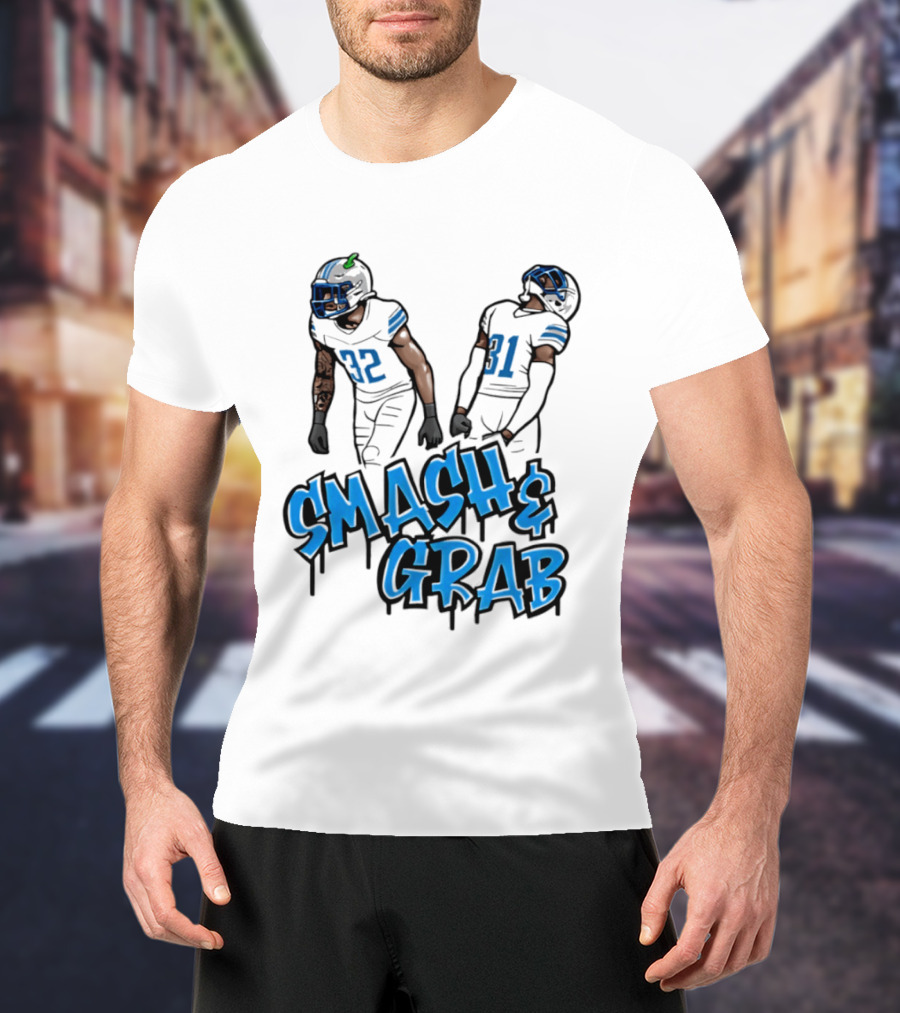 Detroit Lions Smash And Grab Football Players 32 And 31 Sports Fan Gear T-Shirt