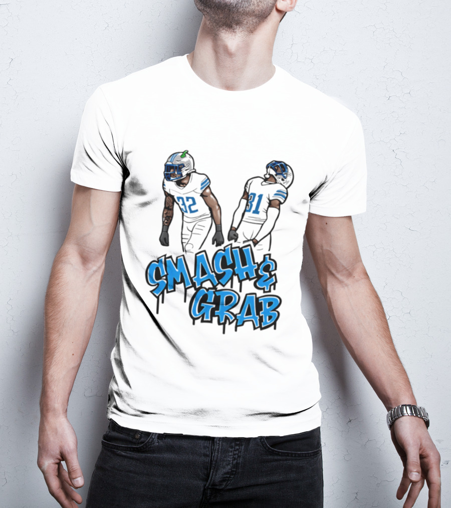 Detroit Lions Smash And Grab Football Players 32 And 31 Sports Fan Gear T-Shirt
