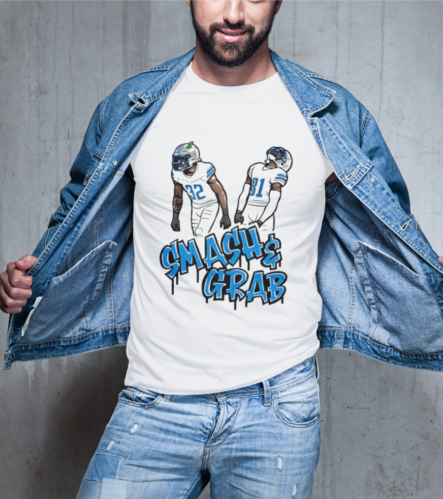 Detroit Lions Smash And Grab Football Players 32 And 31 Sports Fan Gear T-Shirt