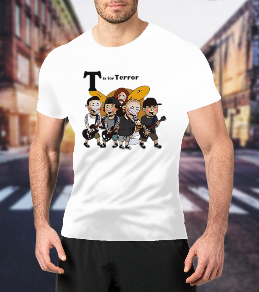 T Is For Terror Cartoon Punk Rock Band Music T-Shirt