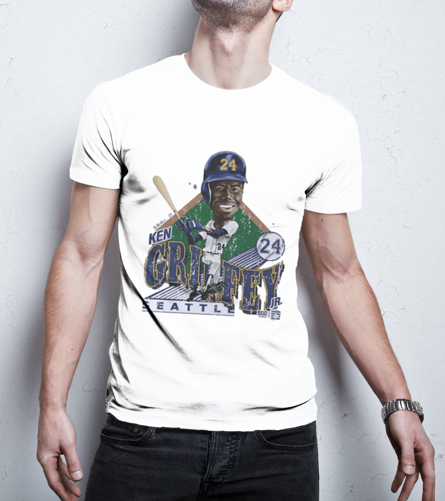 Ken Griffey Jr 24 Seattle Mariners 500 HR Club Distressed T-Shirt