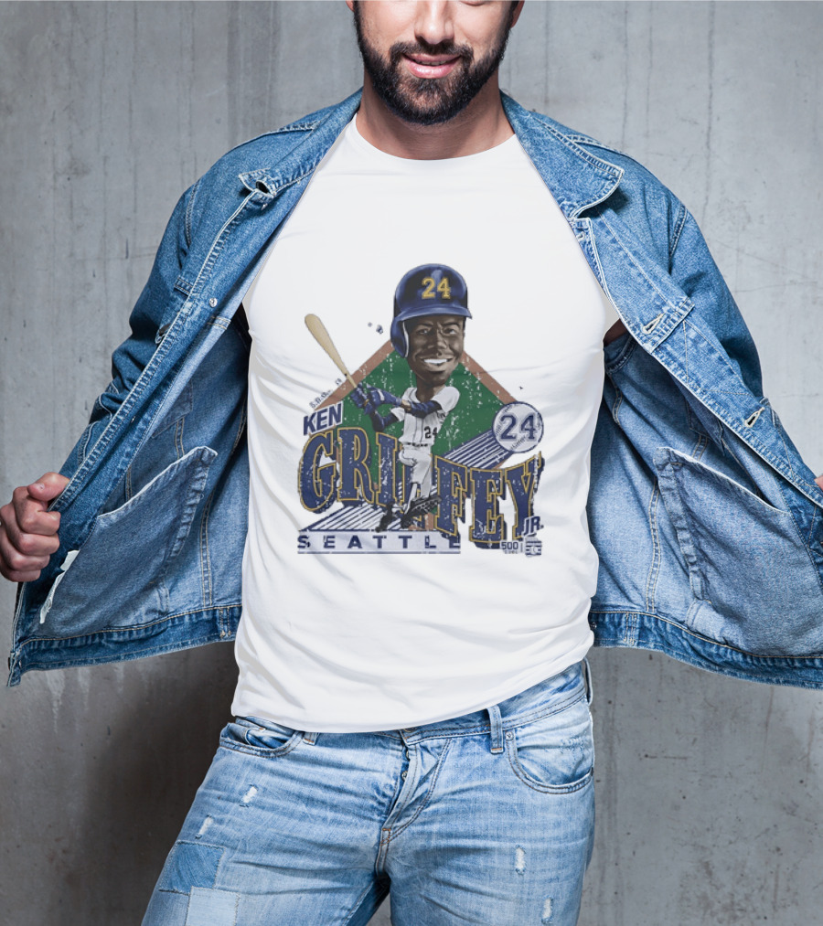 Ken Griffey Jr 24 Seattle Mariners 500 HR Club Distressed T-Shirt