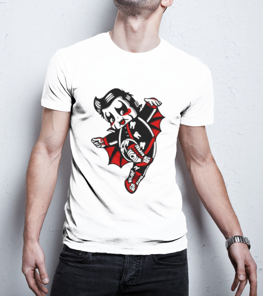 Little Vampire Kewpie Doll With Wings Teeth And Red Details T-Shirt