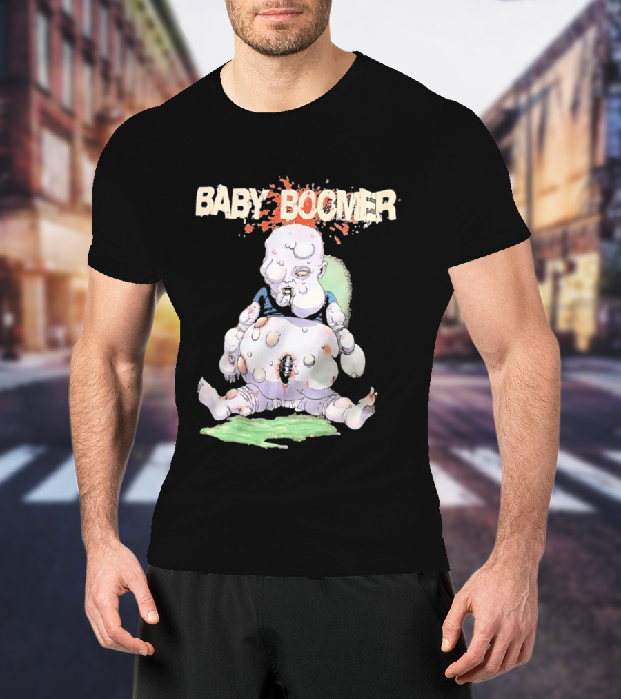 Baby Boomer Zombie Mutant Infant Horror Creepy Cartoon Character Rugged T-Shirt