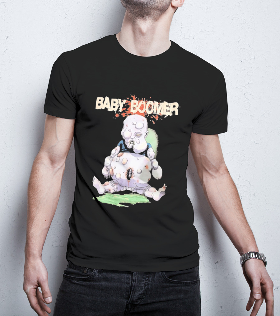 Baby Boomer Zombie Mutant Infant Horror Creepy Cartoon Character Rugged T-Shirt