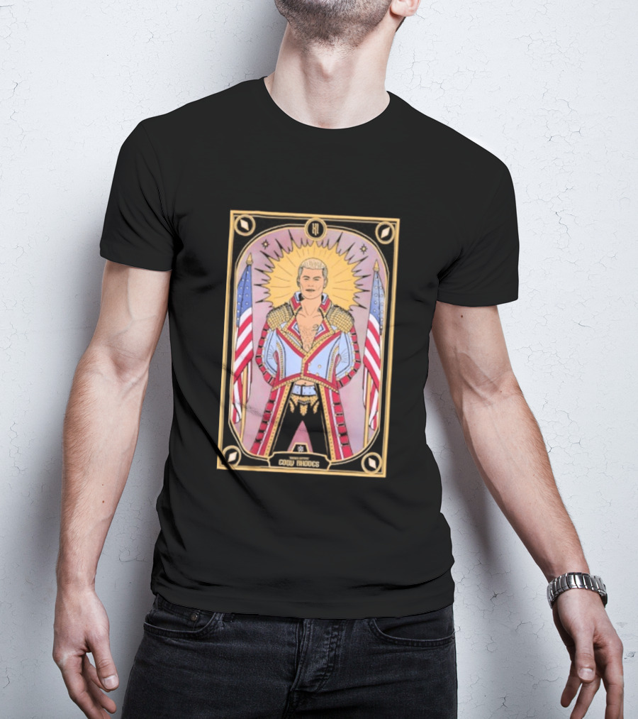 Cody Rhodes WWE Tarot Card With American Flags And Sunburst T-Shirt