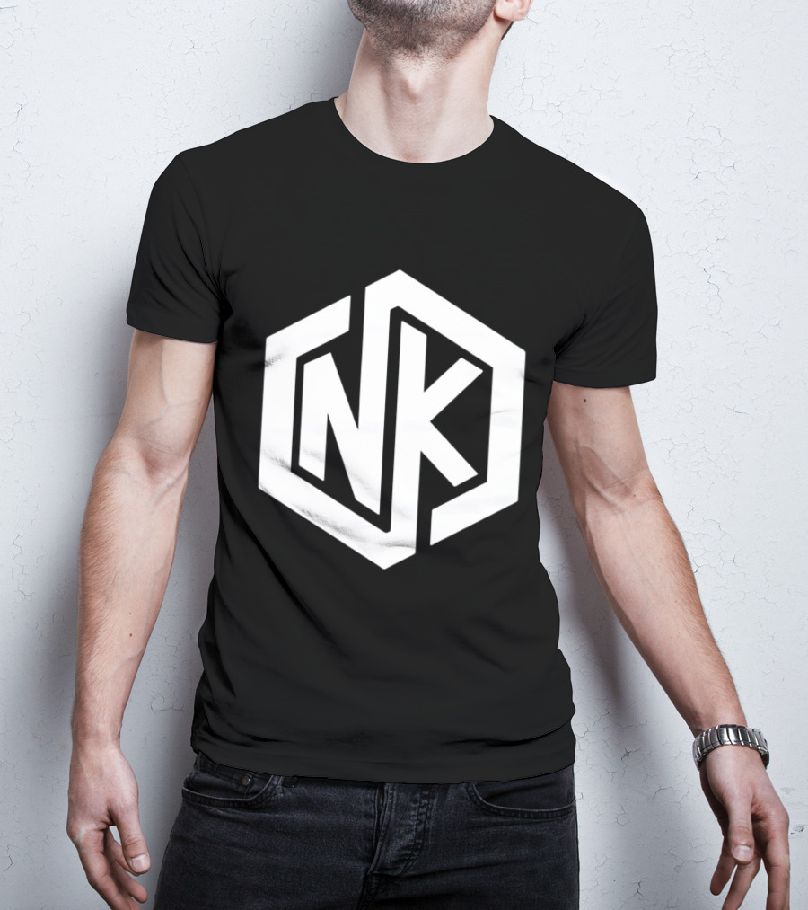 NK Minimalist Hexagon Symbol White Marble Effect T-Shirt