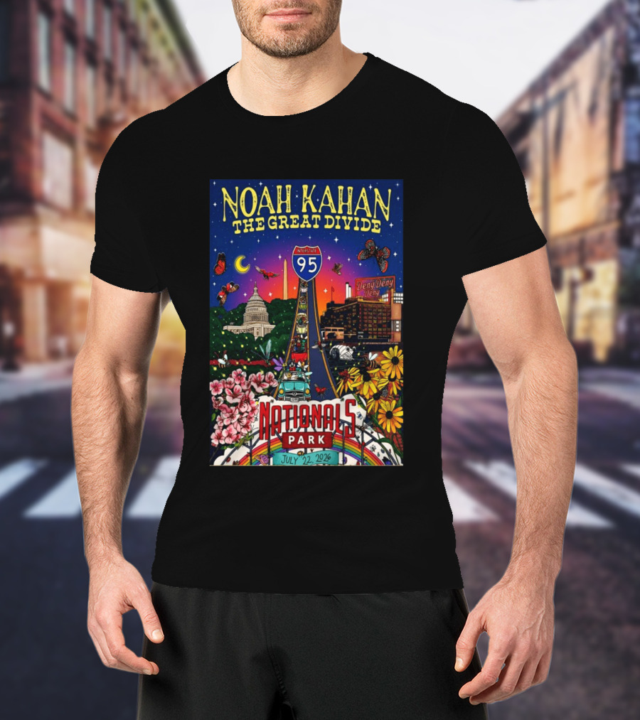 Noah Kahan The Great Divide Nationals Park July 22 2026 Washington D C Interstate 95 Capitol Flowers Butterflies T-Shirt