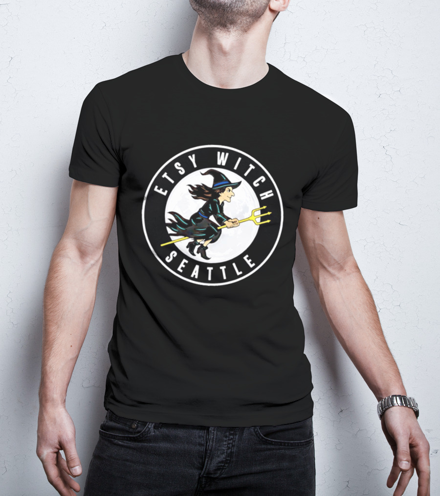 Etsy Witch Seattle Full Moon Trident Rider Fantasy T-Shirt