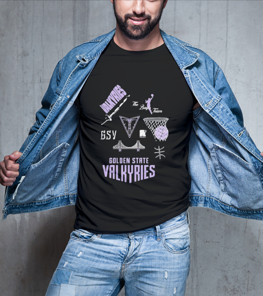 Golden State Valkyries The Bay's Team Basketball Collage GSV Bridge Sword T-Shirt