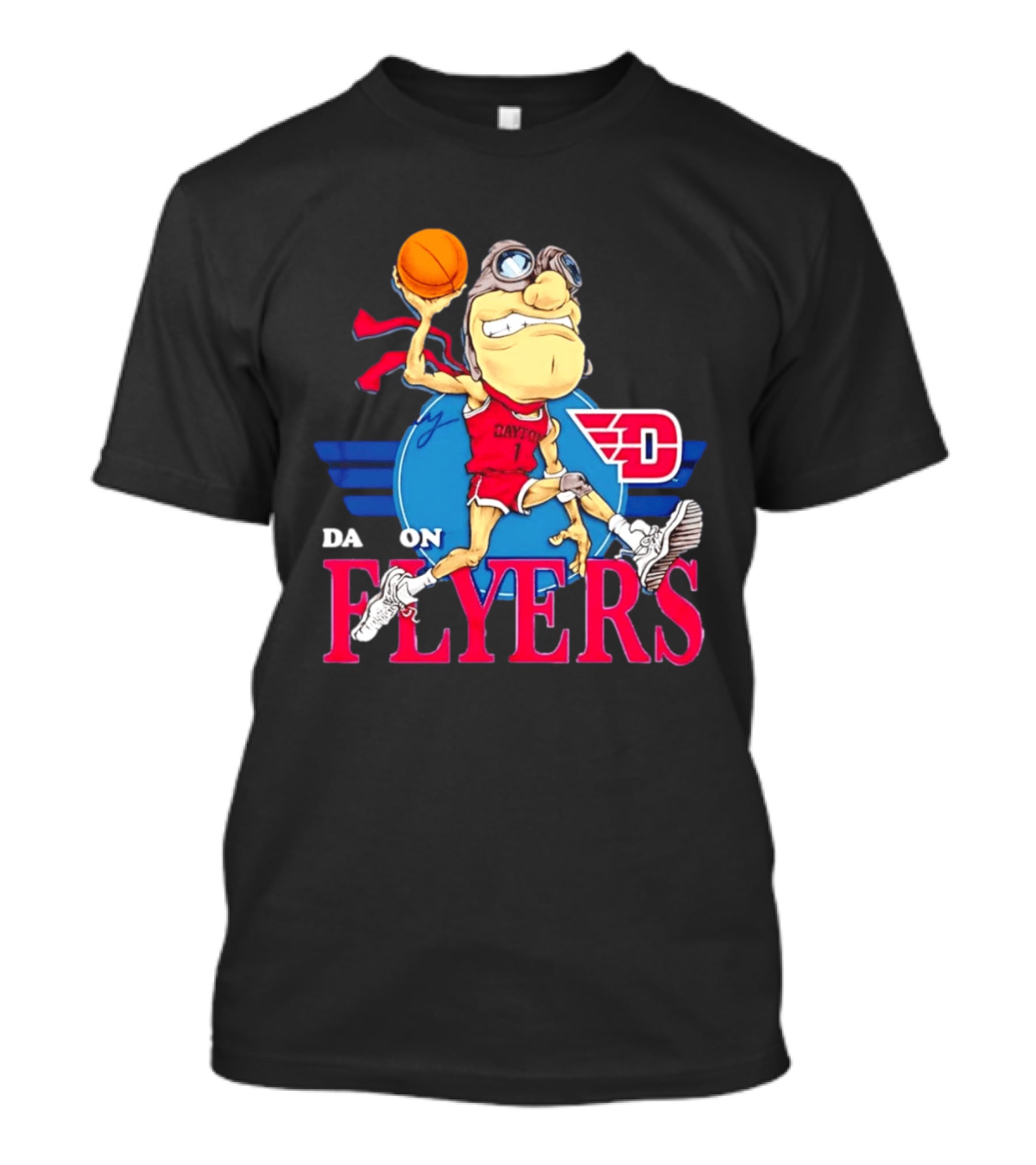 Dayton Flyers Rudy Dunking Basketball Cartoon T-Shirt