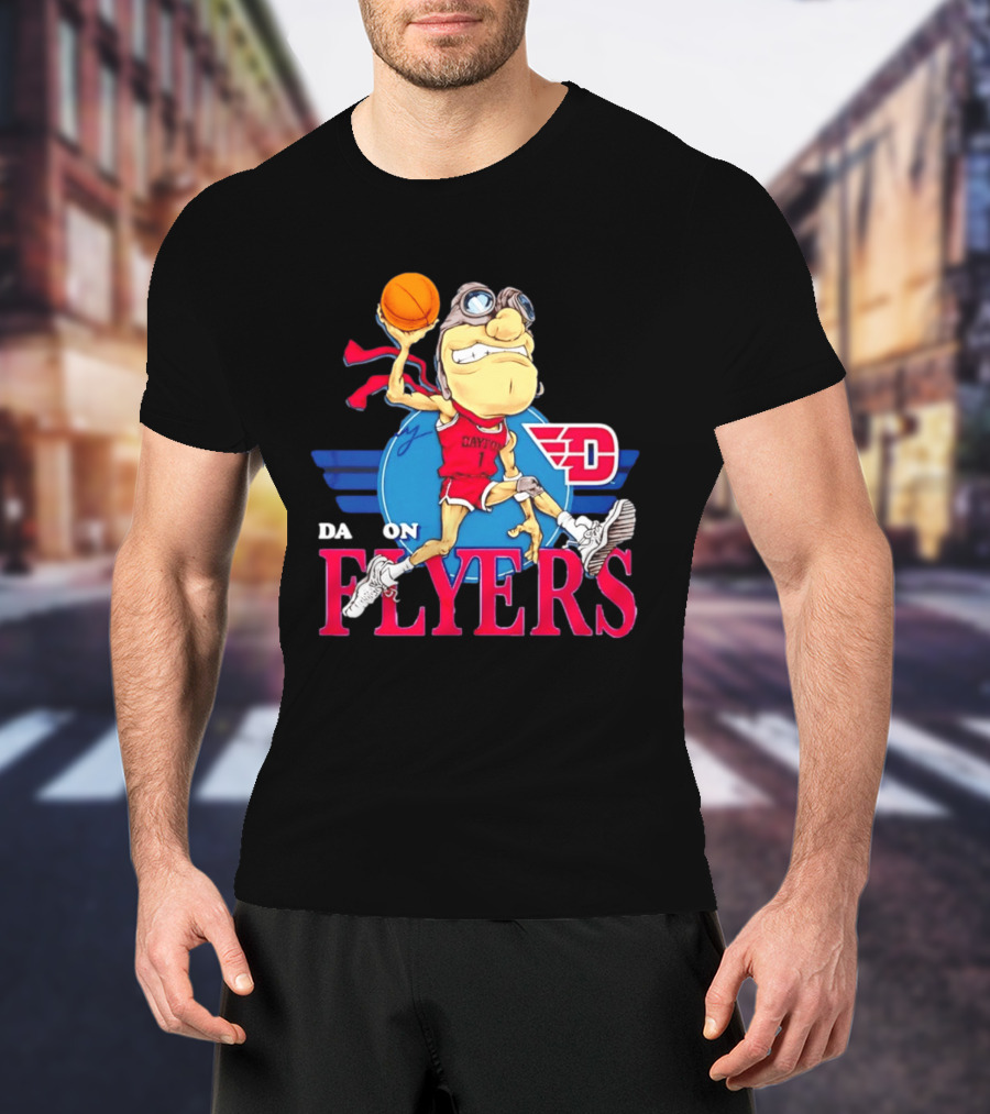 Dayton Flyers Rudy Dunking Basketball Cartoon T-Shirt