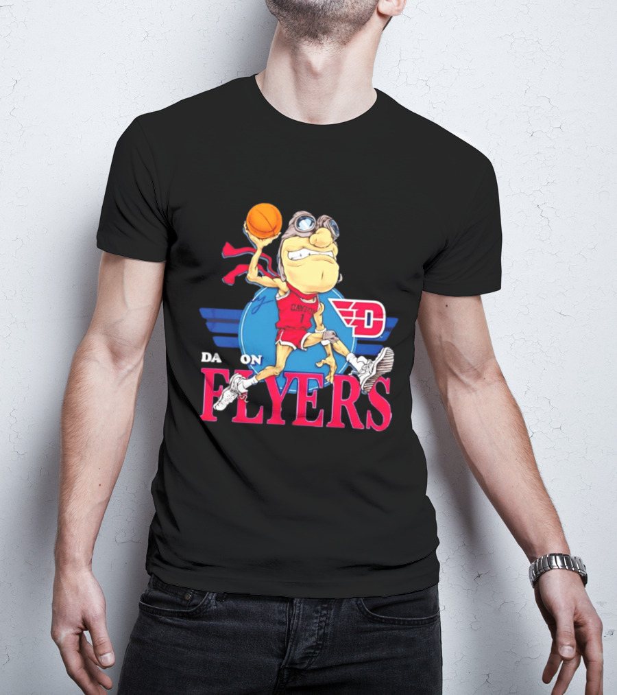 Dayton Flyers Rudy Dunking Basketball Cartoon T-Shirt
