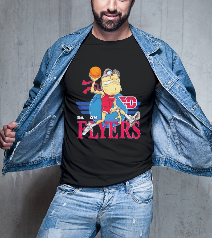 Dayton Flyers Rudy Dunking Basketball Cartoon T-Shirt