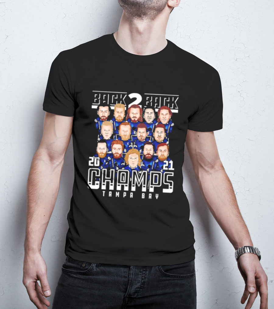 Tampa Bay Lightning Back 2 Back 2021 Champs Team T-Shirt
