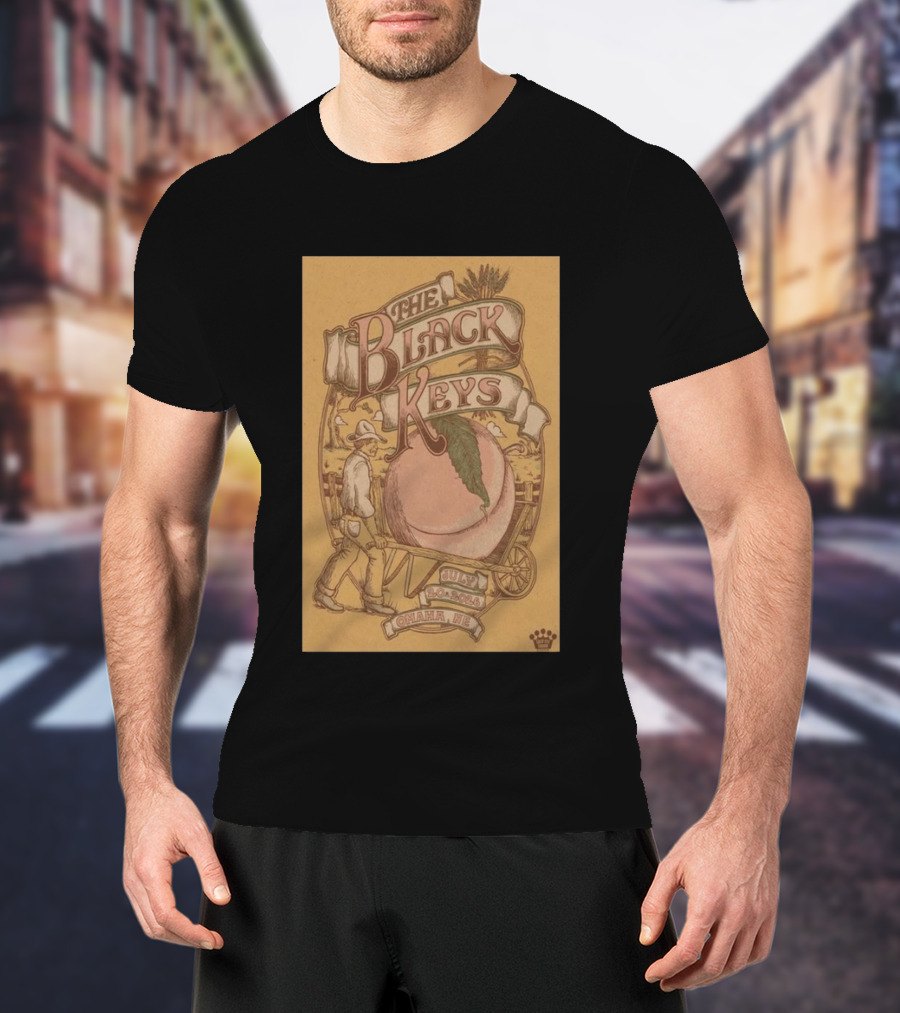 The Black Keys Omaha NE July 20 2026 Peach Cart Astro Amphitheater T-Shirt