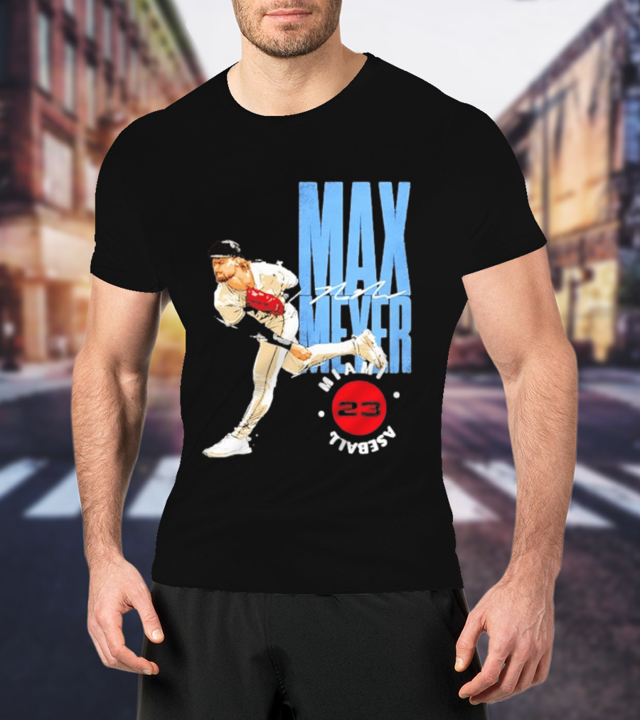 Max Meyer Miami Marlins Baseball 23 Stamp T-Shirt