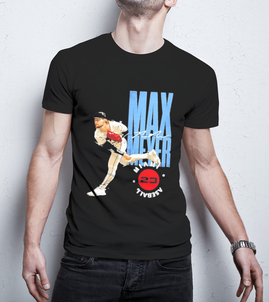 Max Meyer Miami Marlins Baseball 23 Stamp T-Shirt