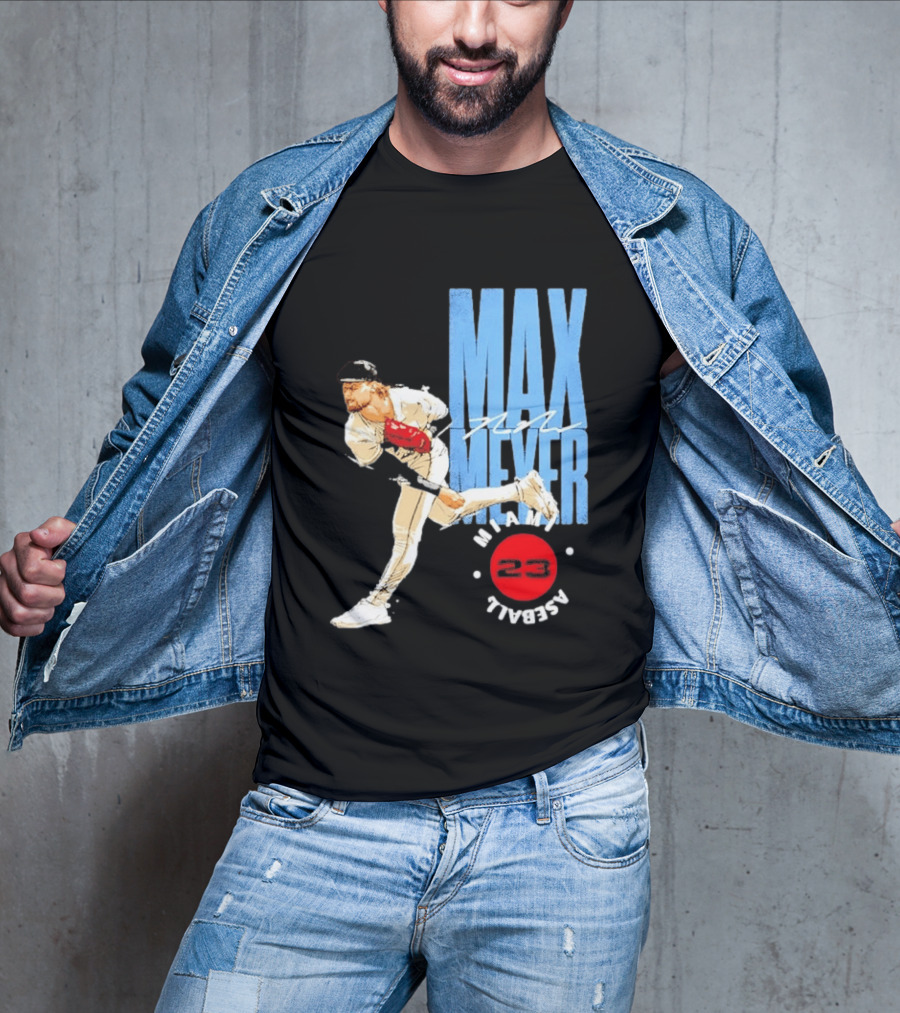 Max Meyer Miami Marlins Baseball 23 Stamp T-Shirt