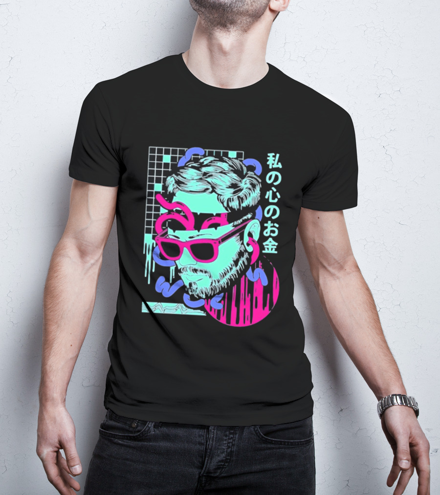 Vaporwave Aesthetic Japanese Cyberpunk Sunglasses Drip Grid T-Shirt
