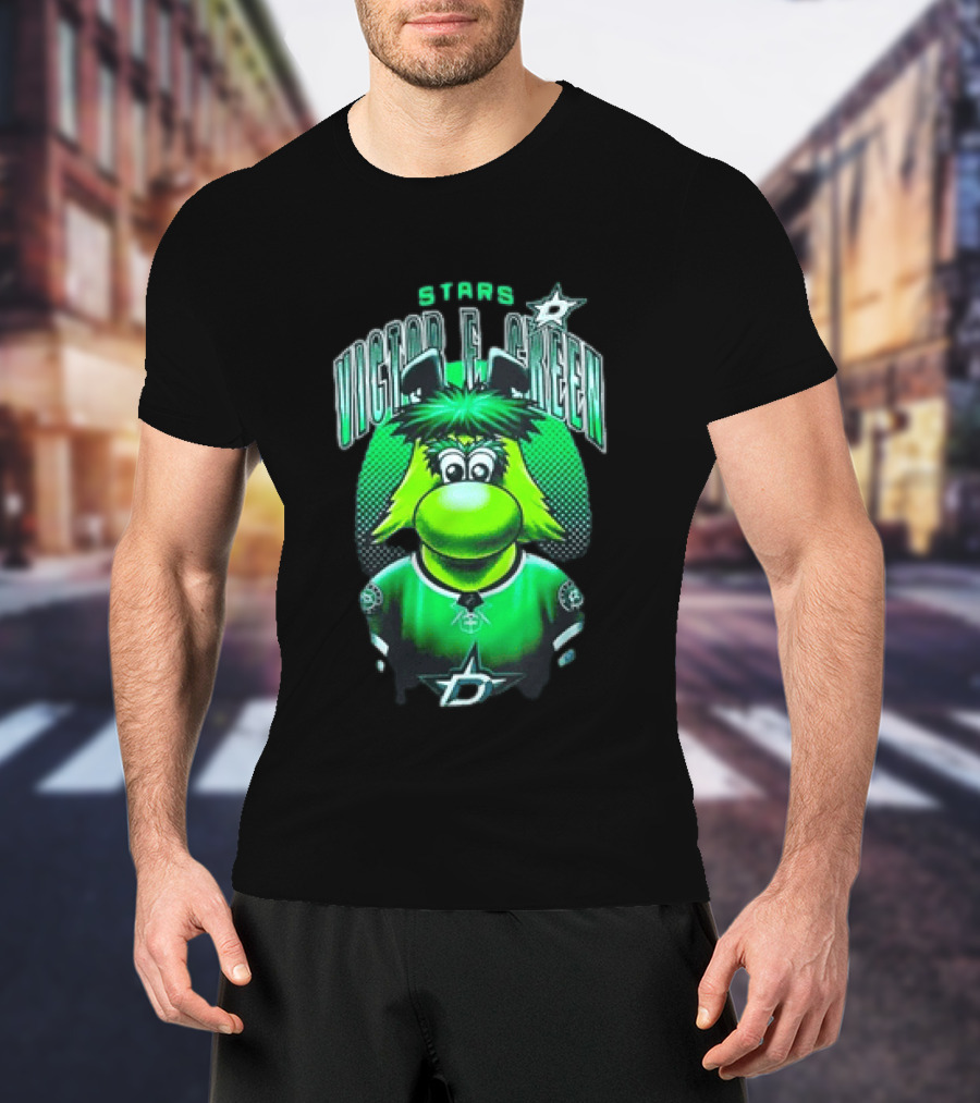 Dallas Stars Victor E Green Mascot NHL Fan Gear T-Shirt