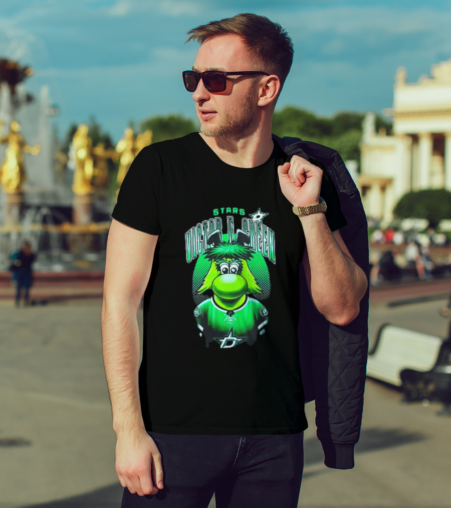 Dallas Stars Victor E Green Mascot NHL Fan Gear T-Shirt
