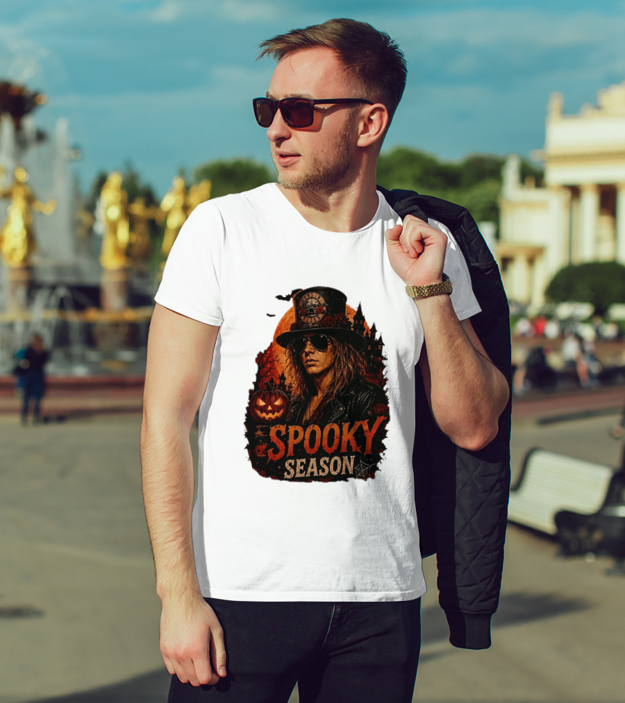 Spooky Season Buns N' Roses Halloween Pumpkin Slash T-Shirt