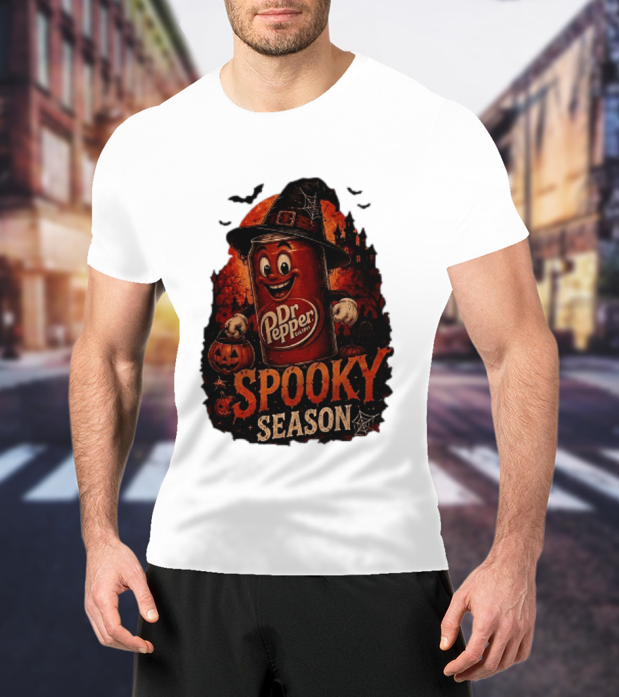 Dr Pepper Halloween Witch Can Spooky Season With Jack O' Lantern And Bats T-Shirt