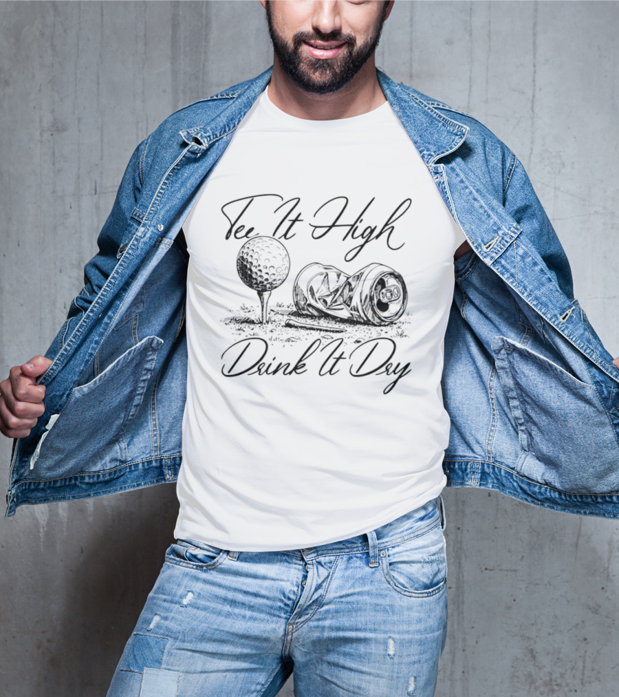 Tee It High Drink It Dry Golf Ball And Beer Can Combo T-Shirt
