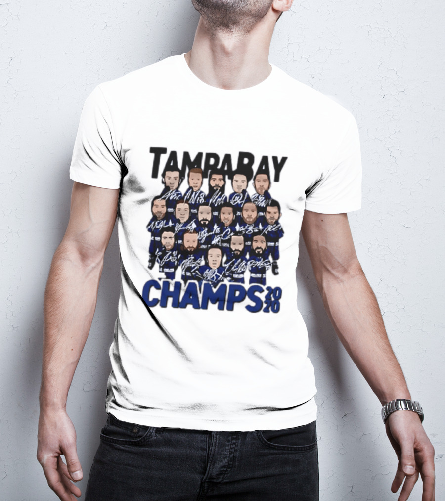 Tampa Bay Champs 2020 Hockey Team Players Signatures T-Shirt
