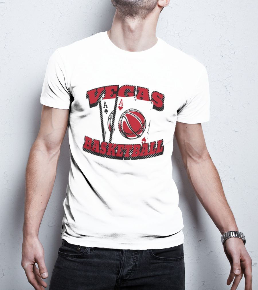 Vegas Basketball Poker Aces Playing Cards Red T-Shirt