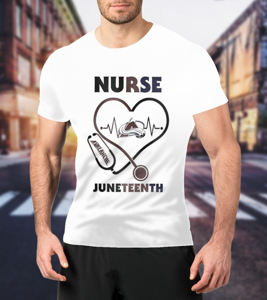 Nurse Heart Stethoscope Colorado Avalanche Juneteenth T-Shirt