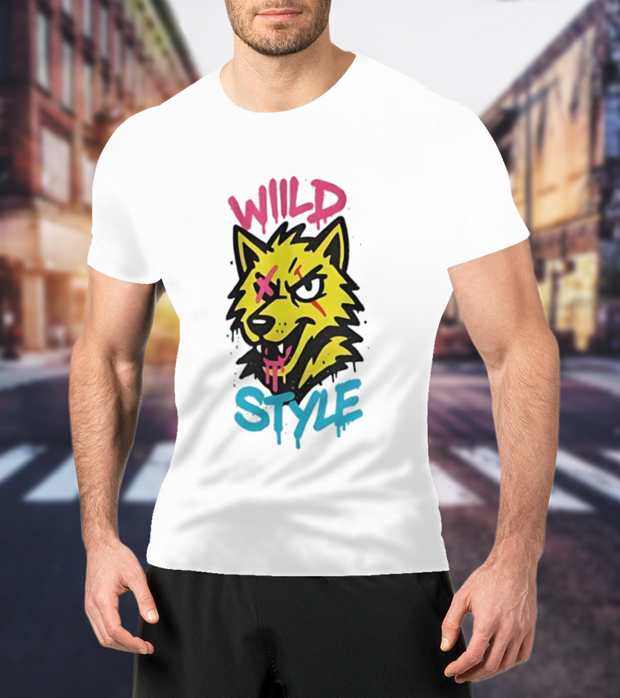 Wild Wolf Wild Style Graffiti Art Urban Streetwear T-Shirt