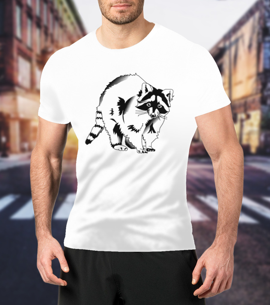 Raccoon Cartoon Forest Wildlife Woodland Creature Mammal Nature T-Shirt
