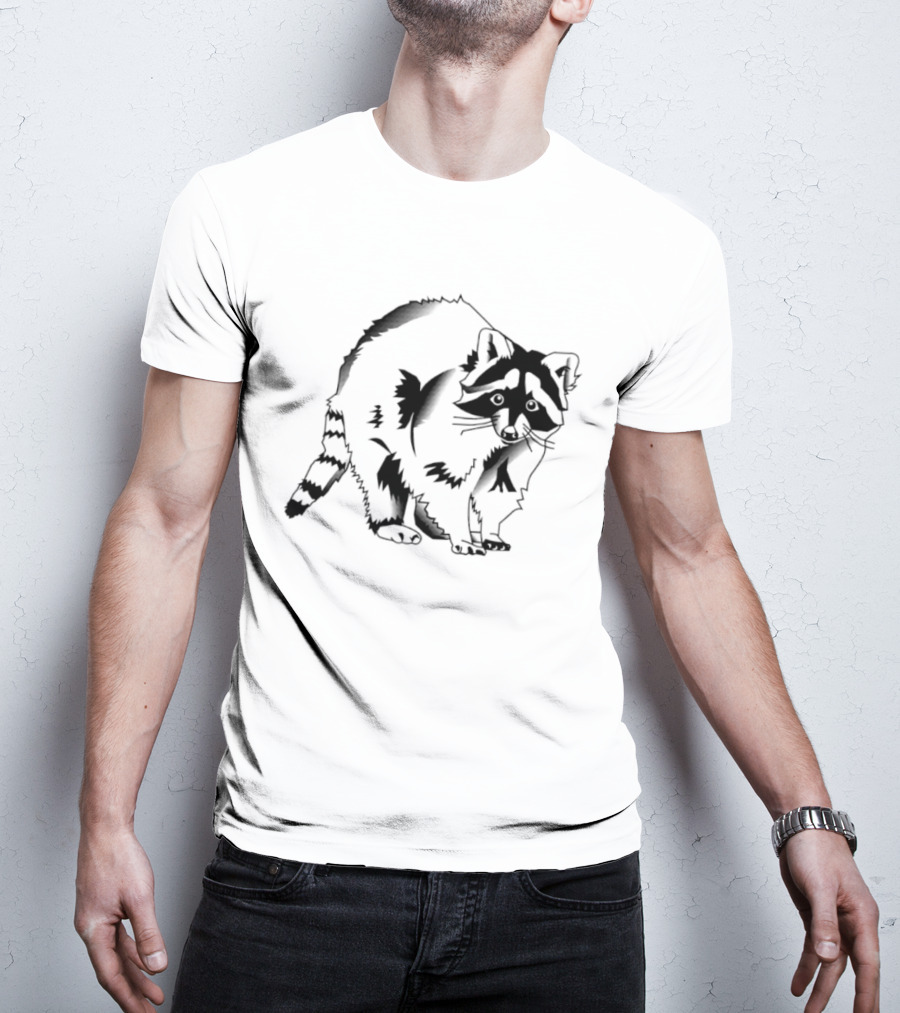 Raccoon Cartoon Forest Wildlife Woodland Creature Mammal Nature T-Shirt