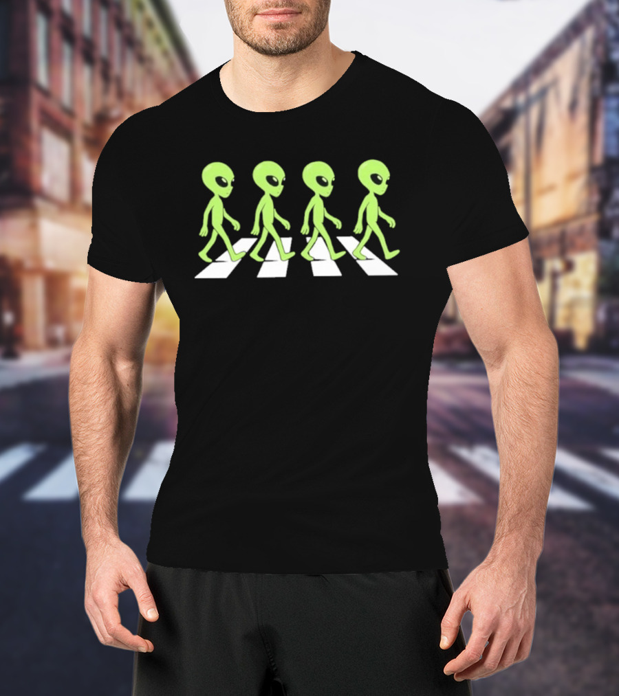 Abbey Road Alien Crosswalk UFO Aliens T-Shirt