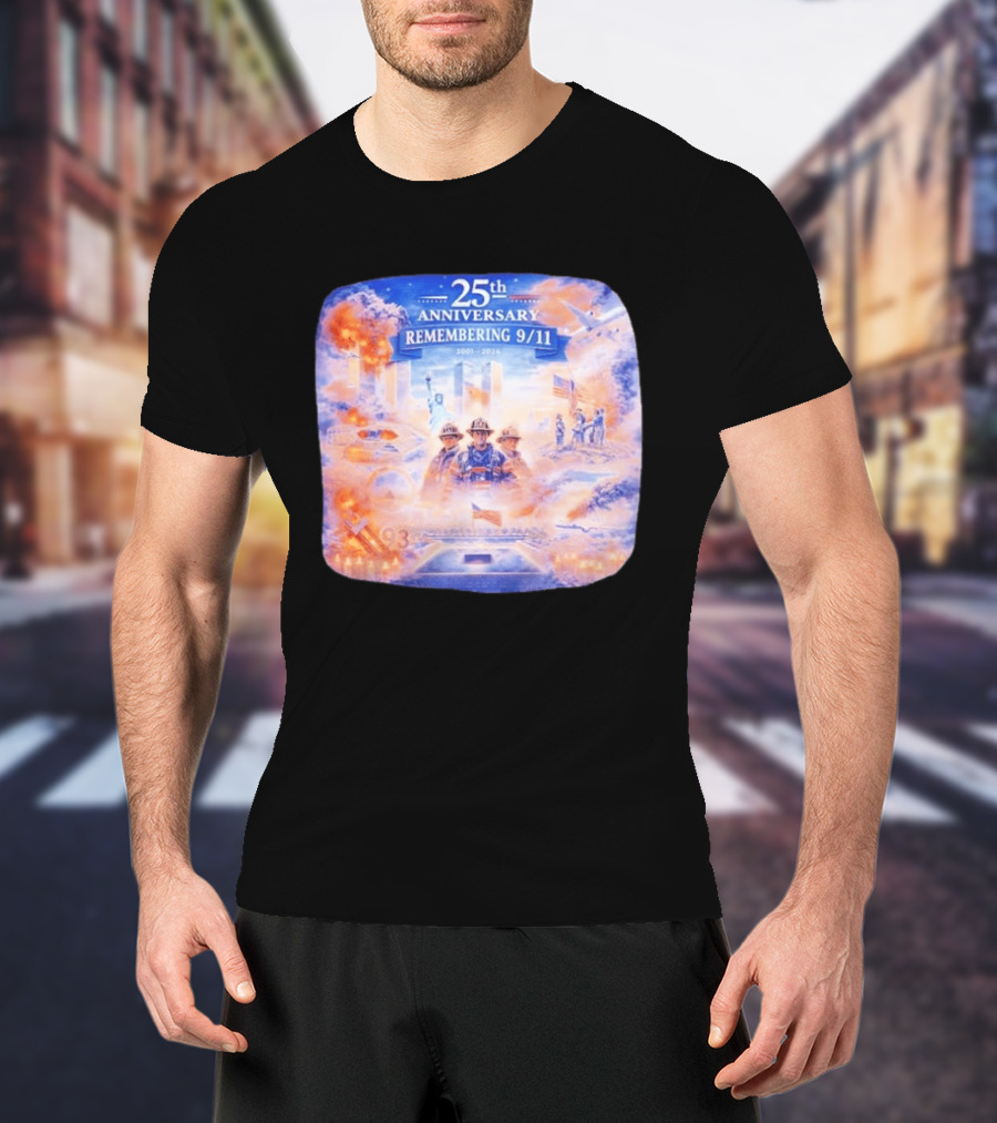 25th Anniversary Remembering 9/11 Memorial 2001 2026 Never Forget America T-Shirt