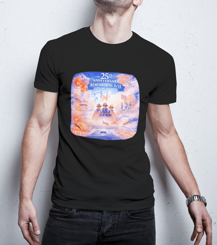 25th Anniversary Remembering 9/11 Memorial 2001 2026 Never Forget America T-Shirt