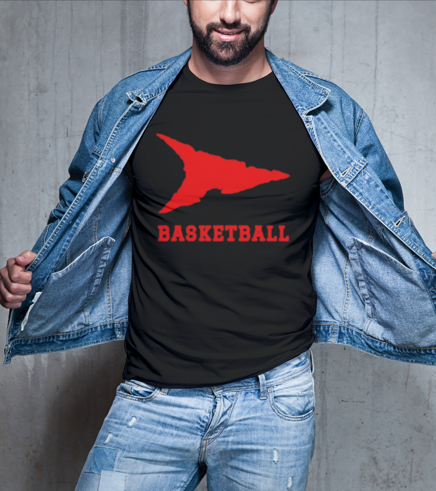 Basketball Red Arrowhead Flame Shape Lettering T-Shirt