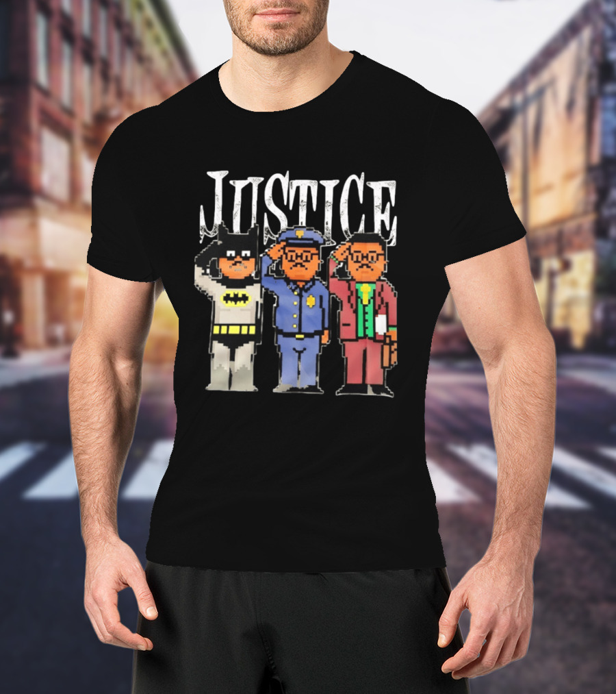 Justice Batman Police Officer Joker Pixel T-Shirt