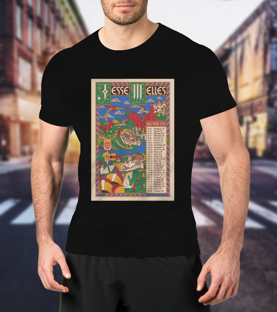 Jesse Welles Red Tour 2026 Cities And Dates T-Shirt