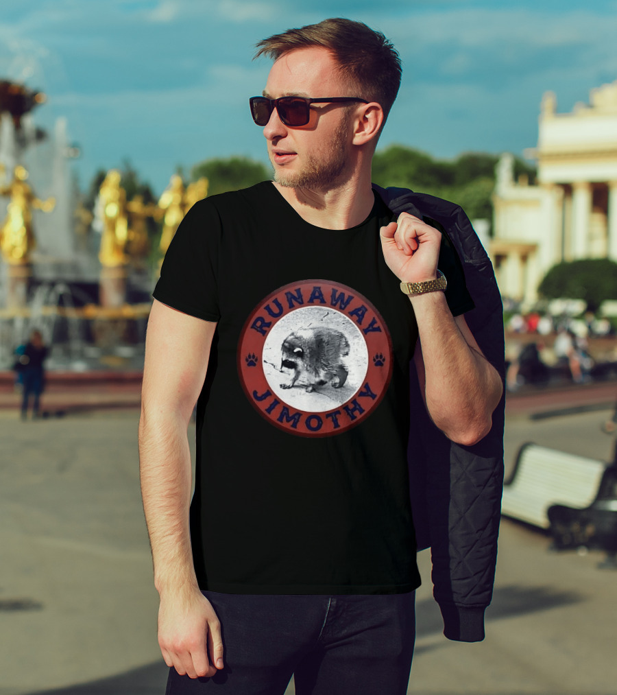 Runaway Jimothy Raccoon Meme Circle T-Shirt