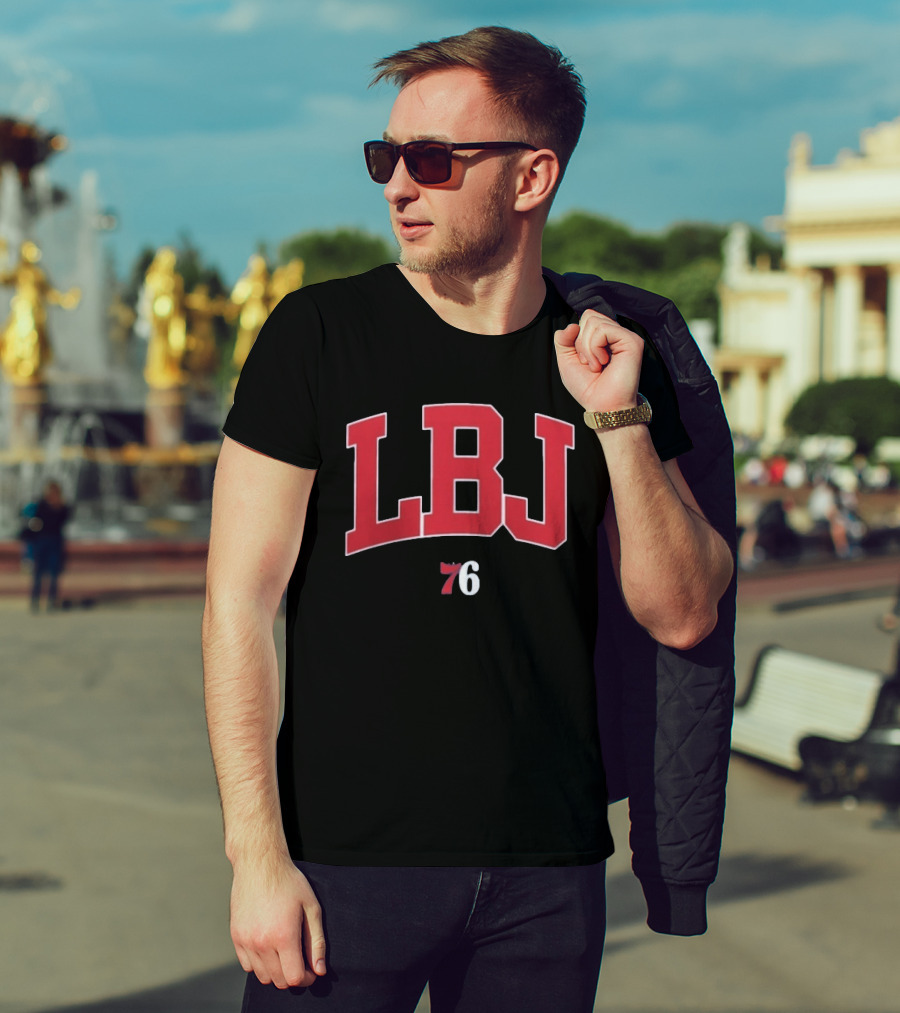 LBJ 76ers Red And White Text Combination T-Shirt