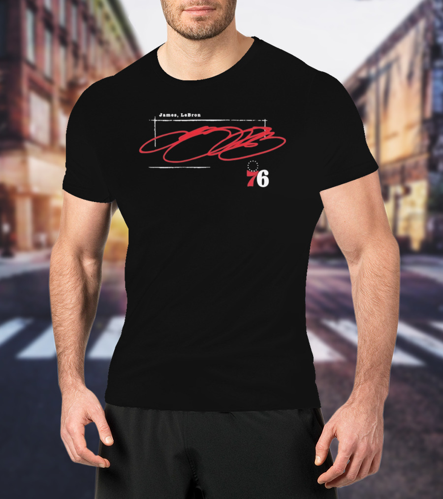 LeBron James Philadelphia 76ers Red 76 Basketball Big T-Shirt